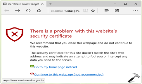 FIX] There Is A Problem With This Website's Security Certificate